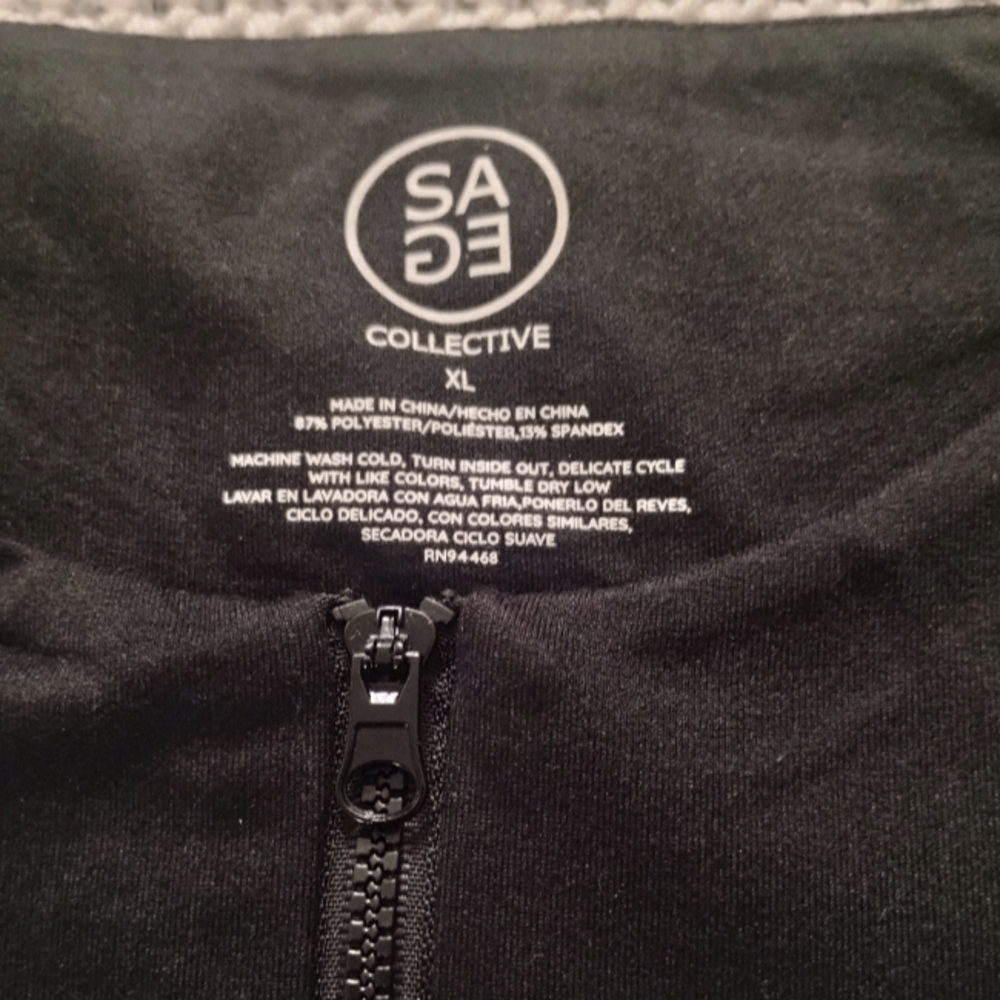 Sage Collective Black Racerback Zip Up Yoga Cropped Tank Sz XL NWOT - Picture 8 of 9